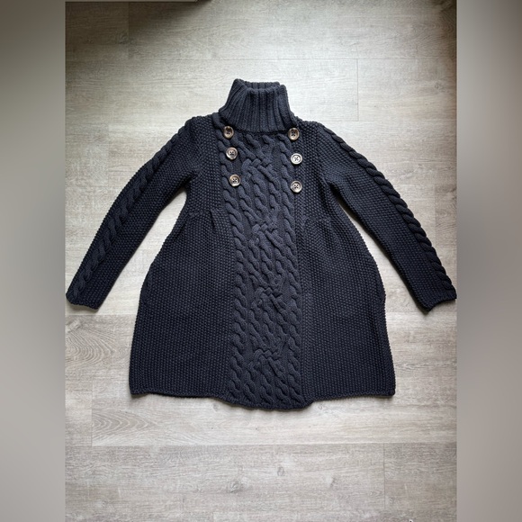 Sportsmax Max Mara Made In Italy Virgin Wool Chunky Knit Funnel Neck Cardigan S